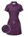[Vorverkauf] Lila 1940er Gothic Streifen Chains Gürtel Mini Kleid