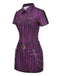 [Vorverkauf] Lila 1940er Gothic Streifen Chains Gürtel Mini Kleid