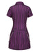 [Vorverkauf] Lila 1940er Gothic Streifen Chains Gürtel Mini Kleid