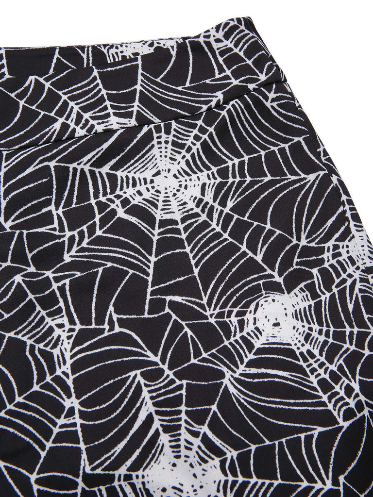[Vorverkauf] 2PCS Halloween 1960er Fischnetz Top & Spinnennetz Schlag Hose