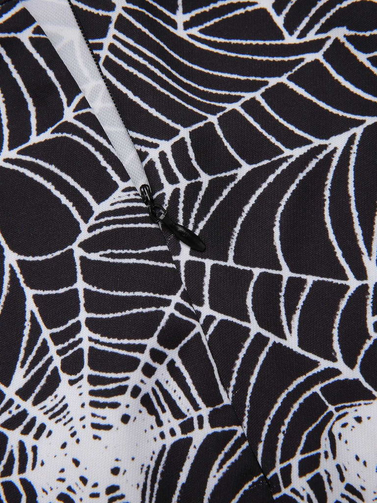 [Vorverkauf] 2PCS Halloween 1960er Fischnetz Top & Spinnennetz Schlag Hose