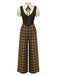 [Vorverkauf] Braun 1930er Gefälschte 3PCS Bogen Plaid Jumpsuit