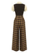 [Vorverkauf] Braun 1930er Gefälschte 3PCS Bogen Plaid Jumpsuit