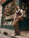 [Vorverkauf] Braun 1930er Gefälschte 3PCS Bogen Plaid Jumpsuit