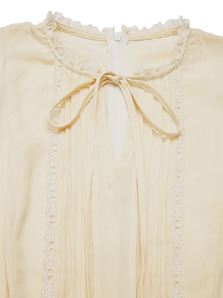 [Vorverkauf] Aprikose & Rot 1940er Versteckt Spitze Gürtel Jumpsuit