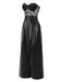 [Vorverkauf] Schwarz 1930er Spitze Leder Bandeau Jumpsuit