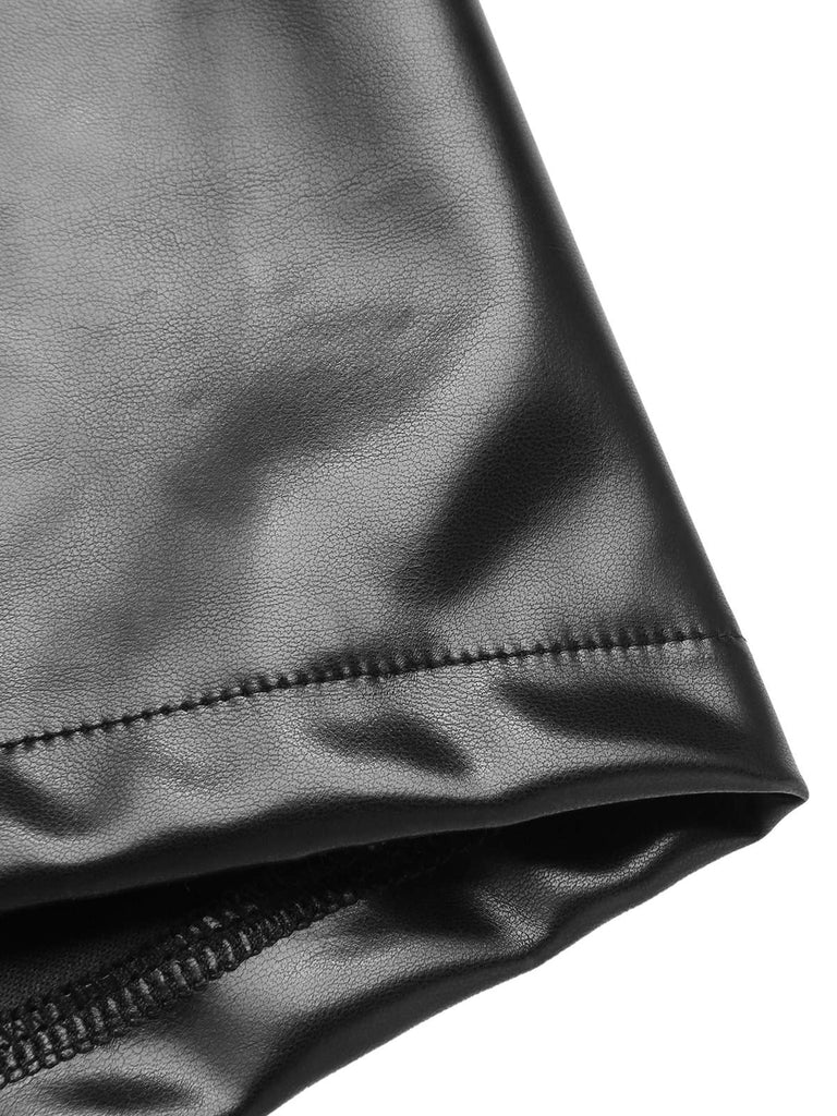 [Vorverkauf] Schwarz 1930er Spitze Leder Bandeau Jumpsuit