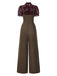 [Vorverkauf] Rot 1930er Netz Patchwork Vertikal Streifen Jumpsuit