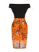 [Vorverkauf] Orange 1960er Schulterfrei Burg Schläger Mond Kleid