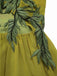 [Vorverkauf] Grün Gelb 1970er Elf Fee Stickerei Chiffon Kleid