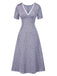 [Vorverkauf] Lavendel 1940er Satin Kleine Blumen Spitze V-Ausschnitt Kleid