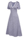 [Vorverkauf] Lavendel 1940er Satin Kleine Blumen Spitze V-Ausschnitt Kleid