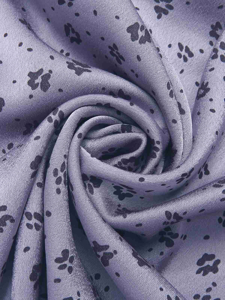 [Vorverkauf] Lavendel 1940er Satin Kleine Blumen Spitze V-Ausschnitt Kleid
