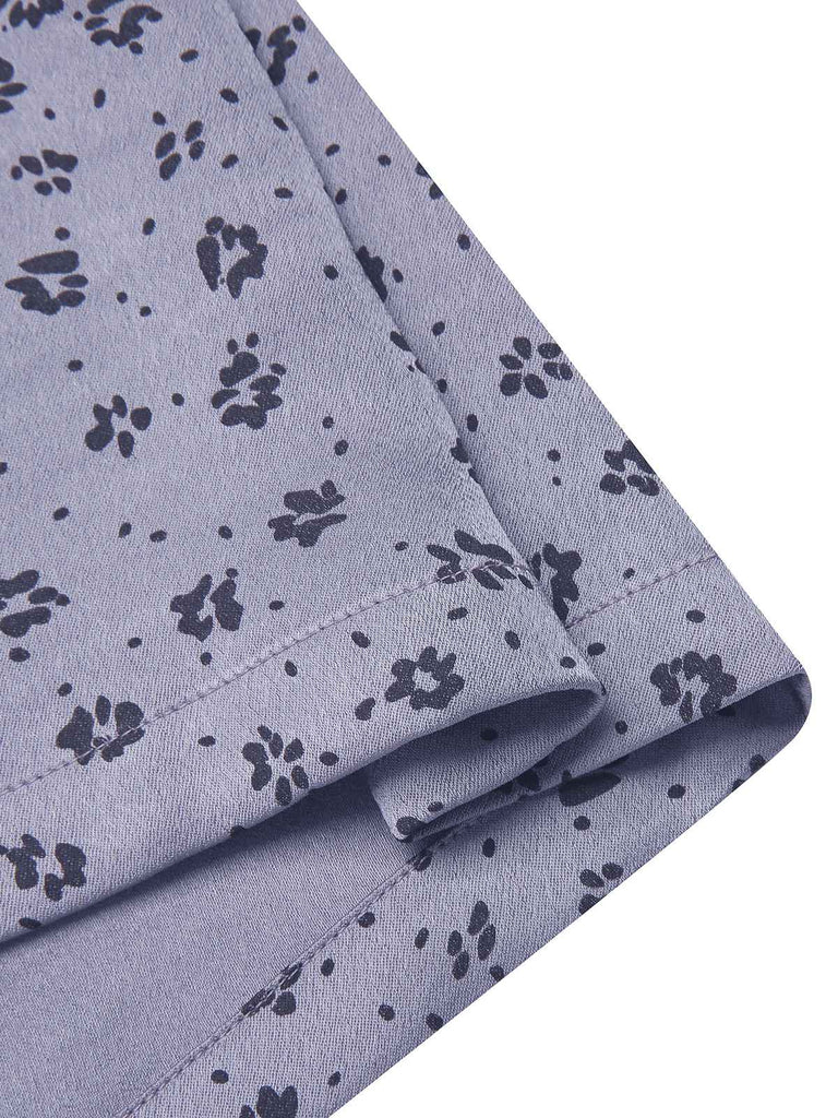 [Vorverkauf] Lavendel 1940er Satin Kleine Blumen Spitze V-Ausschnitt Kleid