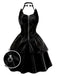 [Vorverkauf] Schwarz 1950er Halloween Katzenmädchen Leder Kleid