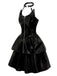 [Vorverkauf] Schwarz 1950er Halloween Katzenmädchen Leder Kleid