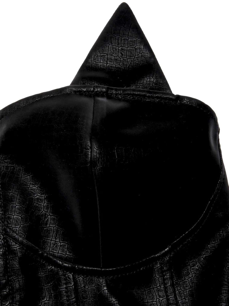 [Vorverkauf] Schwarz 1950er Halloween Katzenmädchen Leder Kleid