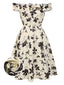 [Vorverkauf] [Übergröße] 1950er Schulterfrei Rüschen Blumen Swing Kleid