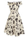 [Vorverkauf] [Übergröße] 1950er Schulterfrei Rüschen Blumen Swing Kleid