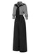 [Vorverkauf] Schwarz 1940er Hemdkragen Streifen Jumpsuit Mit Kap