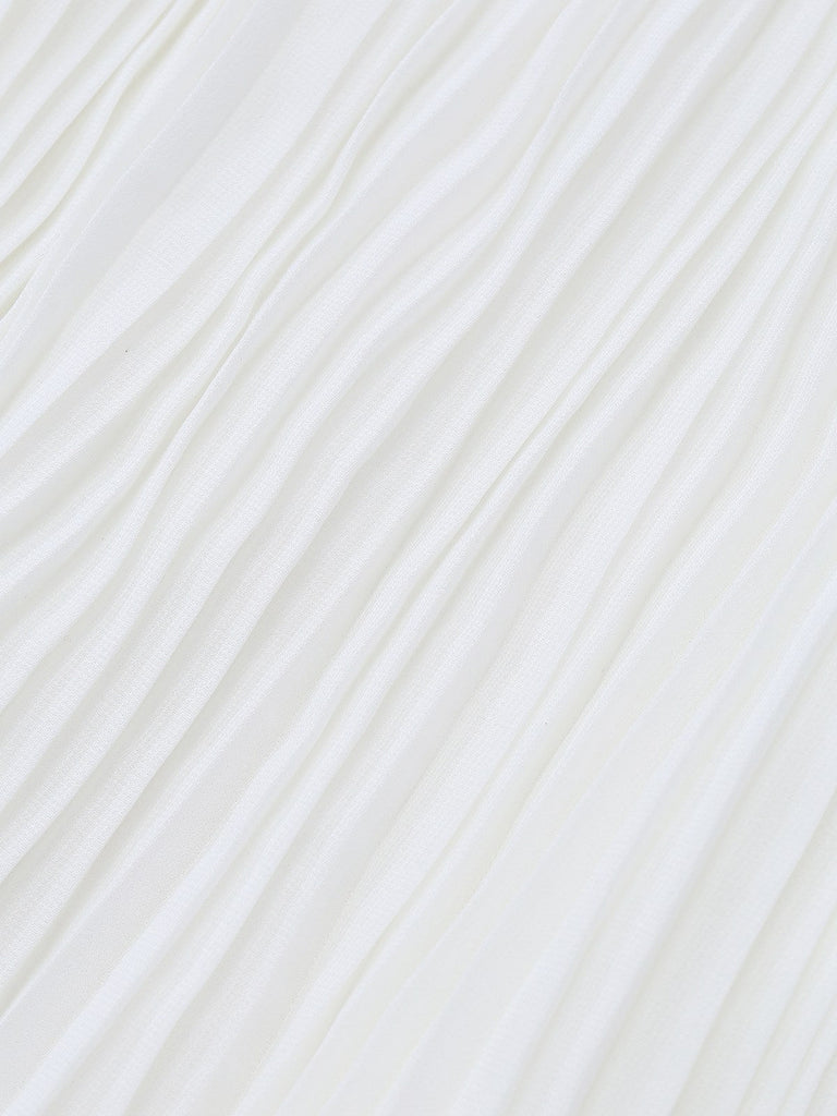 [Vorverkauf] Weiß 1950er Solide Chiffon Netz Plissiertes Rock