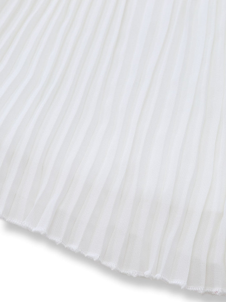 [Vorverkauf] Weiß 1950er Solide Chiffon Netz Plissiertes Rock