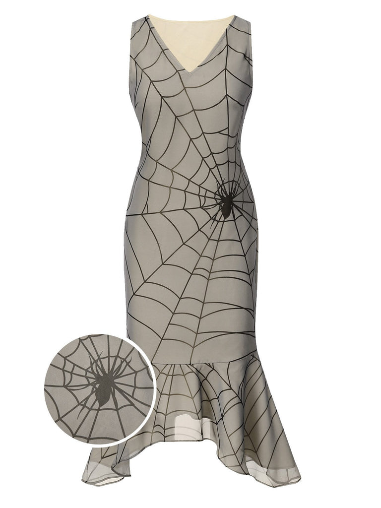[Vorverkauf] Aprikose 1930er Spinnennetz Irregulär Rüsche Saum Kleid