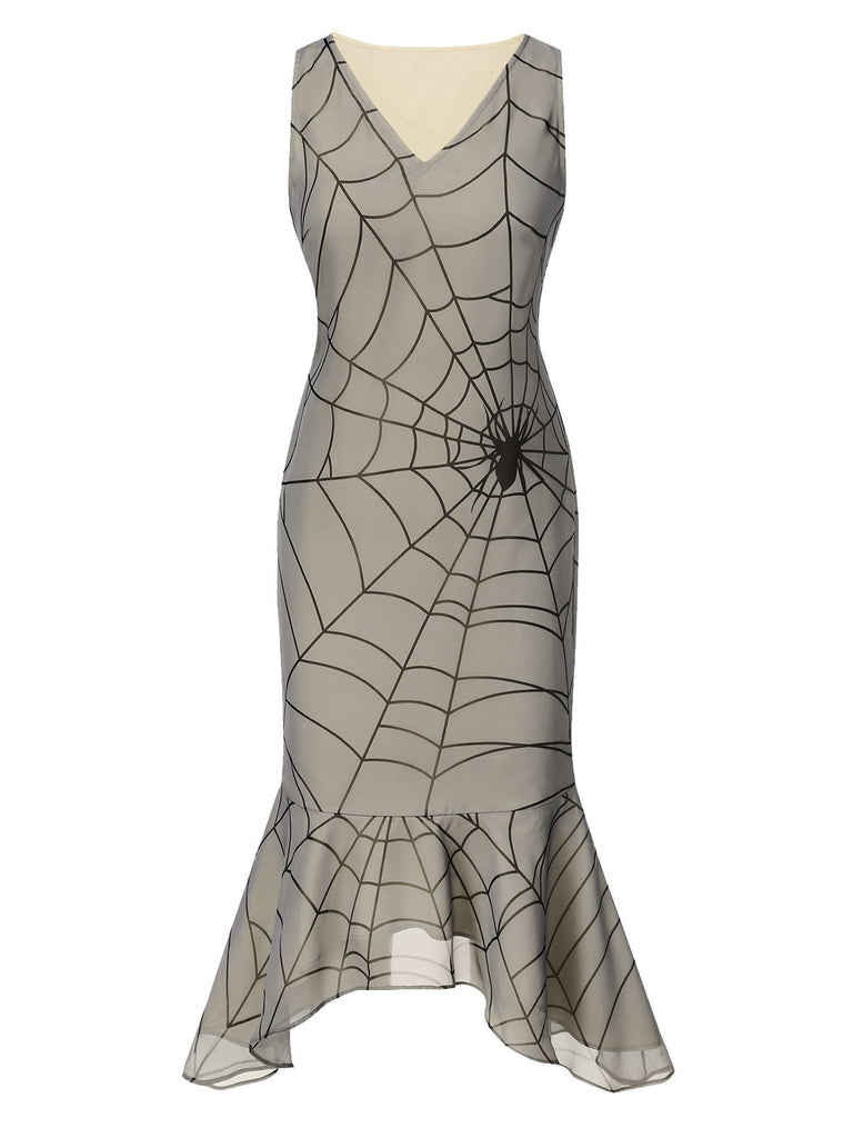 [Vorverkauf] Aprikose 1930er Spinnennetz Irregulär Rüsche Saum Kleid