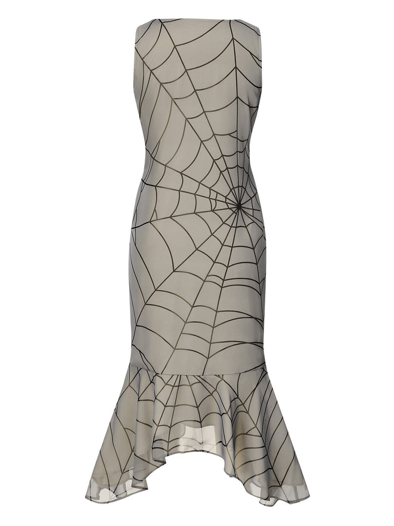 [Vorverkauf] Aprikose 1930er Spinnennetz Irregulär Rüsche Saum Kleid