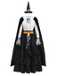 2PCS Schwarz 1950er Halloween Hexe Spitze Rüsche Bluse & Rock