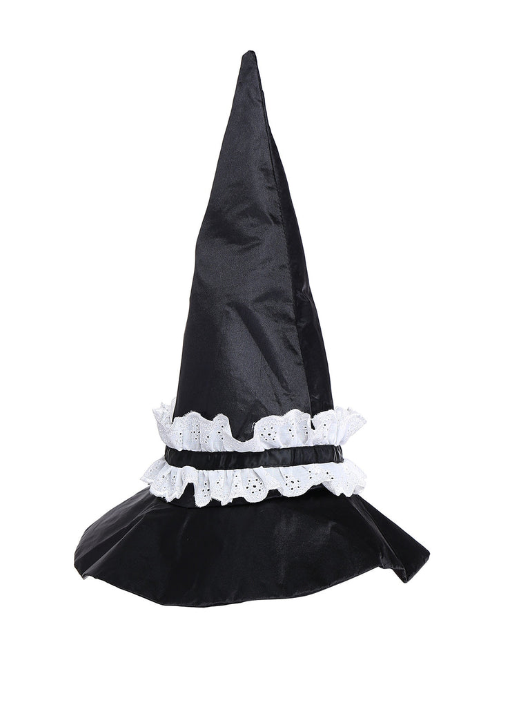 2PCS Schwarz 1950er Halloween Hexe Spitze Rüsche Bluse & Rock