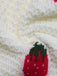 Beige 1950er Erdbeere Überschnittene Schulter Stricken Cardigan