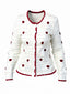 Weiß 1950er Herz Kontrast Gestrickt Strickjacke