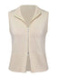 Beige 1950er Revers Ärmellos Stricken Weste