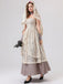 Beige 1930er Halloween Vampir Braut Spitze Kleid Set