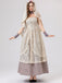 Beige 1930er Halloween Vampir Braut Spitze Kleid Set