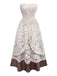 Beige 1930er Halloween Vampir Braut Spitze Kleid Set