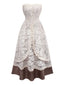 Beige 1930er Halloween Vampir Braut Spitze Kleid Set