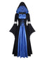 Schwarz & Blau 1930er Hexe Schnürung Kapuze Kleid