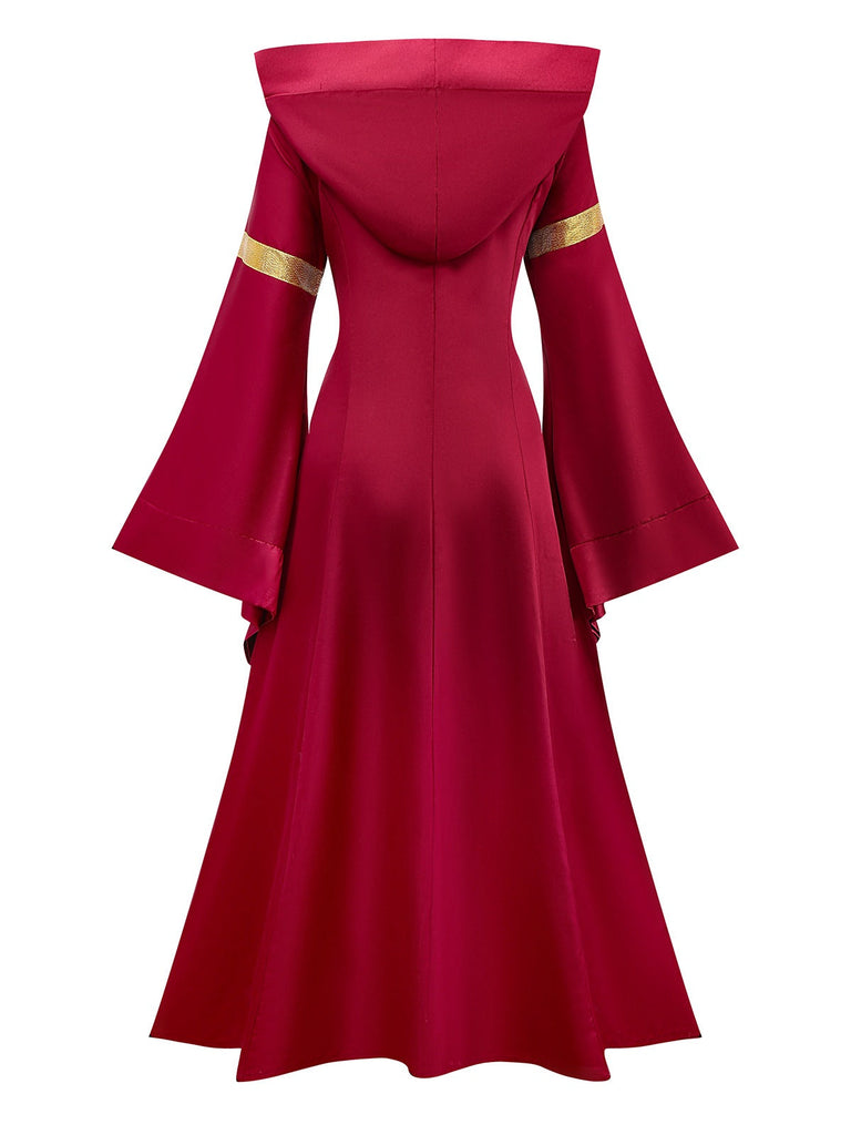 Rot 1930er Mittelalterlich Viktorianisch Kleid