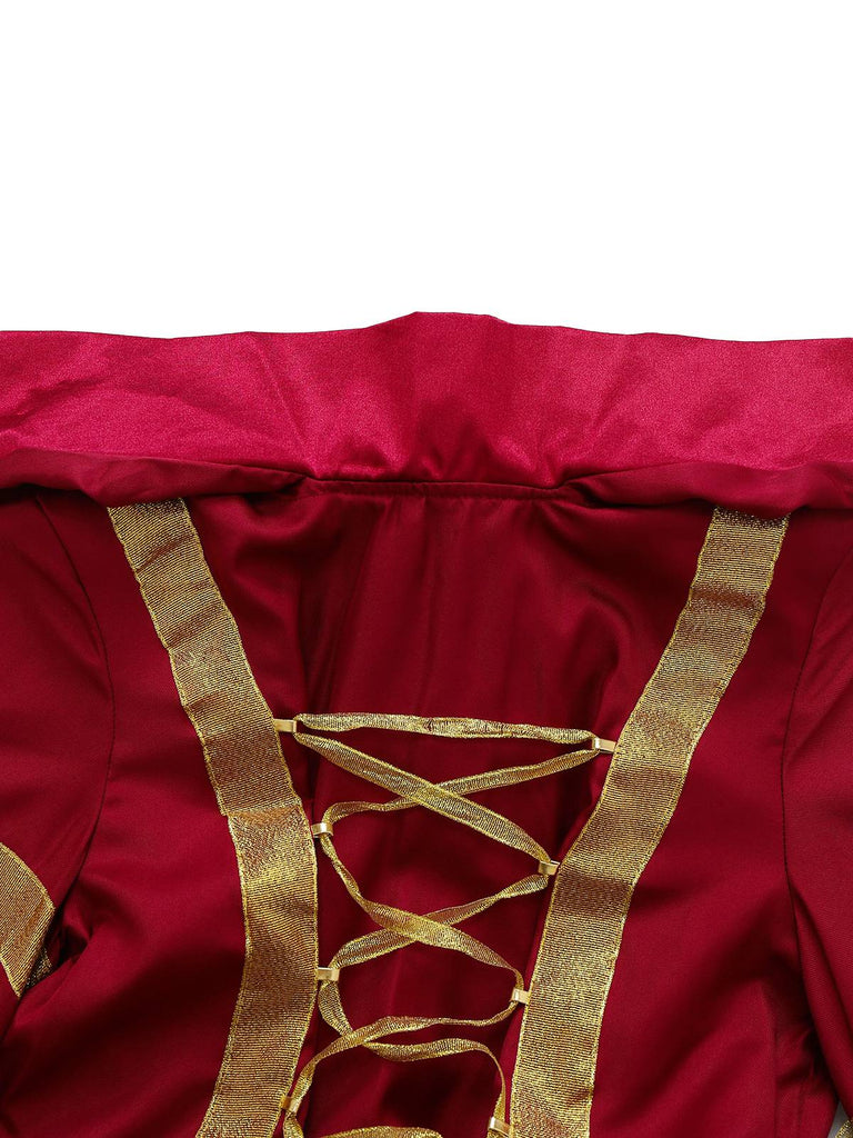 Rot 1930er Mittelalterlich Viktorianisch Kleid