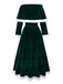 Grün 1930er Frau Weihnachtsmann Samt Kleid mit Kap