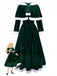 Grün 1930er Frau Weihnachtsmann Samt Kleid mit Kap