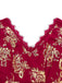 Rot 1930er Goldfolie Blumen Meerjungfrauen Durchsichtig Kleid