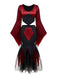 2PCS Rot 1930er Wicked Gepard Netz Top & Meerjungfrauen Rock