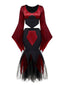 2PCS Rot 1930er Wicked Gepard Netz Top & Meerjungfrauen Rock