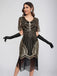1920er Rundhalsausschnitt Pailletten Tassels Charleston Kleid