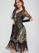 1920er Rundhalsausschnitt Pailletten Tassels Charleston Kleid