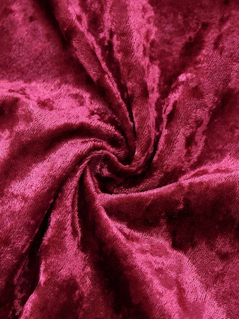 1960er Samt Fledermausärmel Irregulär Saum Kleid