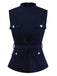 [Vorverkauf] 2PCS Blau 1950er Mehrere-Taschen Top & Plissiertes Rock
